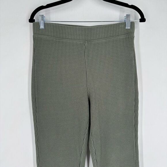 Aerie Women’s Waffle Hi Waisted Flare Leg Pants Green Size Medium Pull on Lounge - Picture 10 of 14